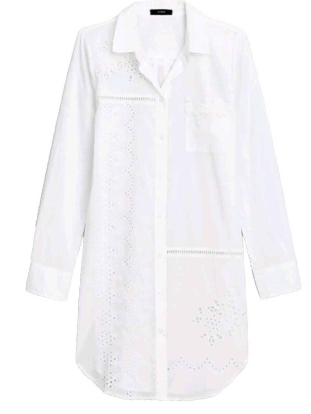 J. Crew Cotton Voile Beach Shirt in White Eyelet Coastal Cottagecore Women's S - Picture 2 of 9